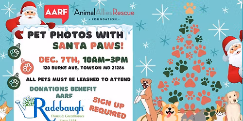 Pet Photos with Santa Paws benefitting AARF!