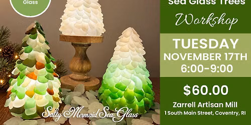 7" Island Sea Glass Light-Up Trees (Genuine Sea Glass)