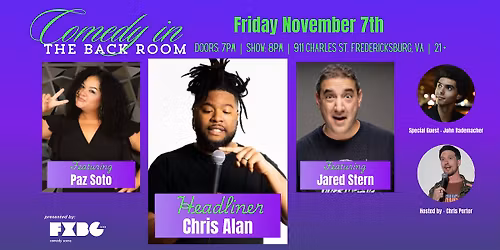 Comedy in "The Back Room" - November 7th