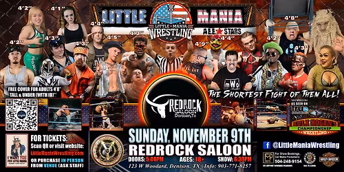 Denison, TX - Little Mania Mini Wrestling @ Redrock Saloon