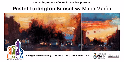 Downtown Ludington Sunset Pastel Painting w\/ Marie Marifa