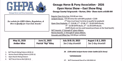 Geauga Horse & Pony Association \u2022 2026 OPEN HORSE SHOW