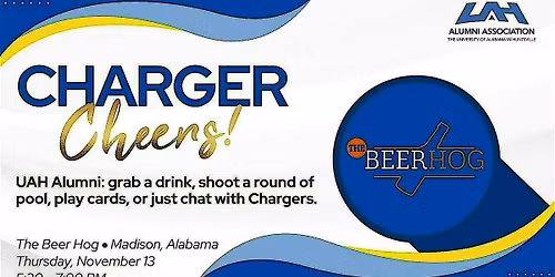 Charger Cheers at The Beer Hog for UAH Alumni