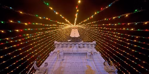 CHRISTMAS LIGHTS ON MONUMENT CIRCLE AT NIGHT
