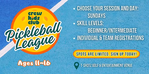 Summer Crew Kids Club Youth Pickleball League (Sundays)