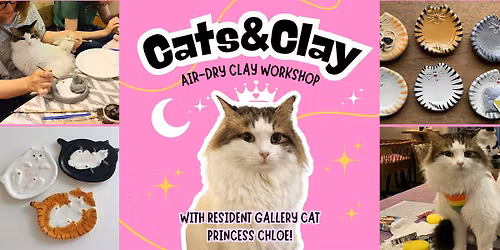 Cats&Clay - clay workshop in cat gallery with resident cat