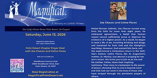 Magnificat Palm Desert  Prayer Meal with Joe Chacon and Celine Flores