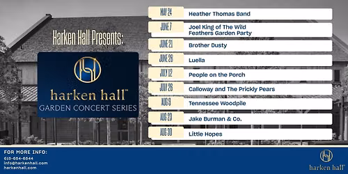 Harken Hall Garden Concert Series with Tennessee Woodpile Present By Yazoo