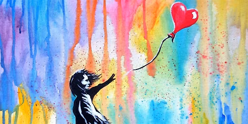 Brush and Bottle Painting: Balloon Girl Street Art, London
