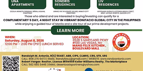 Free Fil-Am Wealth & Real Estate Workshop: Invest in the Philippines