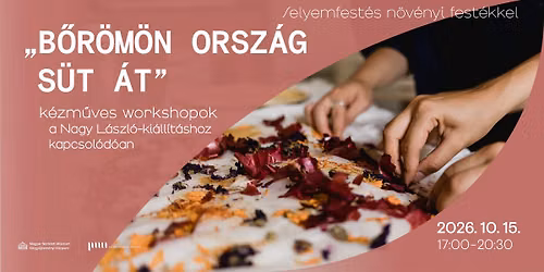 Selyemfest\u00e9s n\u00f6v\u00e9nyi fest\u00e9kekkel - k\u00e9zm\u0171ves workshop \u00e9s t\u00e1rlatvezet\u00e9s a Nagy L\u00e1szl\u00f3 ki\u00e1ll\u00edt\u00e1sban