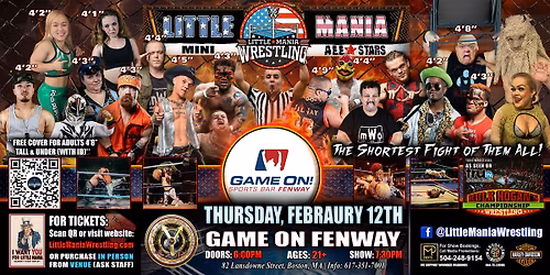 Boston, MA - Little Mania Mini Wrestling @ Game On Fenway