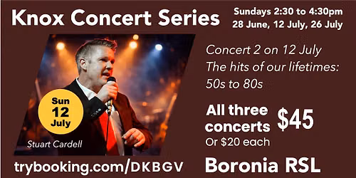 The Hits of Our Lifetimes: 50s-80s - Second of three low-cost events - Sun 12 July 2026 Boronia RSL