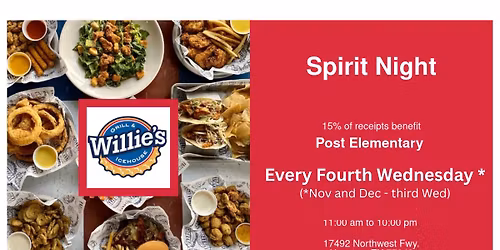 Post Elementary Willie's Spirit Night