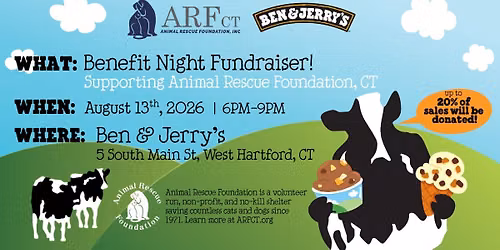 EAT ICE CREAM= SAVE ANIMALS! Ben & Jerry's Benefit Night for Animal Rescue Foundation