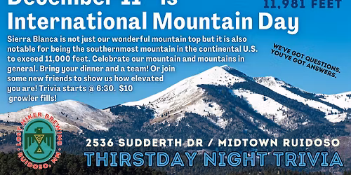 Lost Hiker Thirstday Night Trivia (Mountain Day)