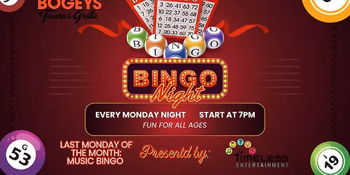 Bingo - Monday's 7pm-9pm at Double Bogey's Tavern & Grille FREE TO PLAY 