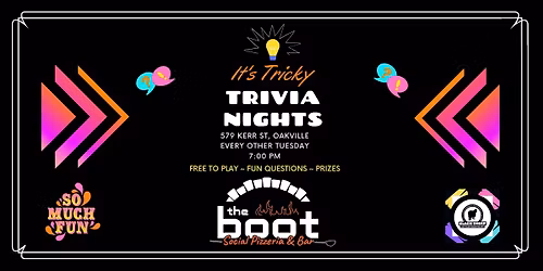 TRIVIA NIGHT AT THE BOOT SOCIAL PIZZERIA & BAR