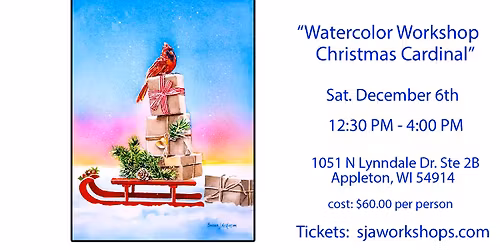 Watercolor Workshop "Christmas Cardinal" $60.00 per person