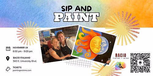 \u2018Sun and Moon\u2019 Paint and Sip at Bacio \u2013 Includes Glass of Wine for 21+