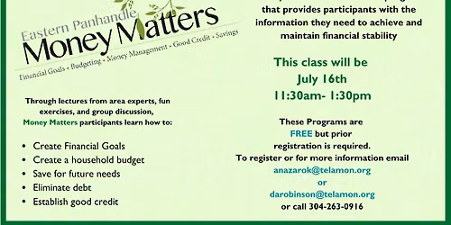 Money Matters Workshop July 16, 2026