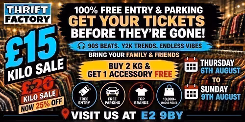 East London Vintage Kilo Sale | \u00a315\/KG Thrift Event|6th Aug To 9th Aug