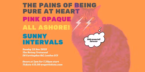*SOLD OUT* The Pains of Being Pure at Heart w\/ Pink Opaque + All Ashore! + Sunny Intervals