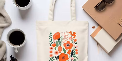 Wine trail - Red Flowers - tote bag Class Painting