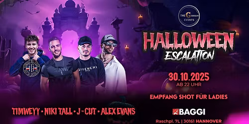 30.10.25 \u2605 HALLOWEEN ESCALATION \u2605 BAGGI HANNOVER \u2605 DJ NIKI TALL \u2605 DJ ALEX E