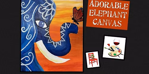 Adorable Elephant & Butterfly Canvas