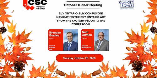 CSC Toronto Chapter's October 20, 2026 Dinner Meeting