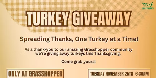 Turkey Giveaway \u2014 Only at Grasshopper