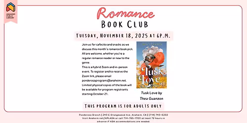 Romance Book Club at Ponderosa Joint-Use Branch