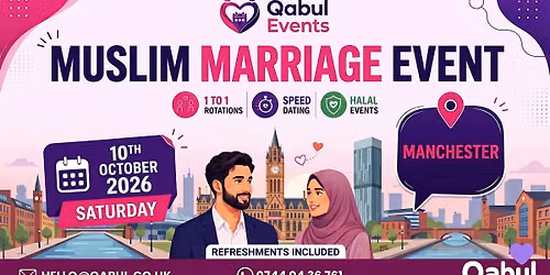 Manchester - MUSLIM MARRIAGE EVENT | 1-to-1 Single Muslim Meetup | 10 Oct