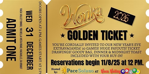 Pace Solano Willy Wonka & the Chocolate Factory New Year's Eve Extravaganza