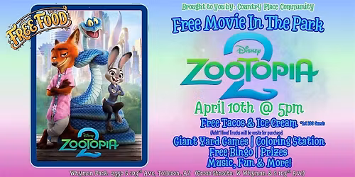 FREE West Valley Movie in the Park - Zootopia 2 (Fri April 10th)