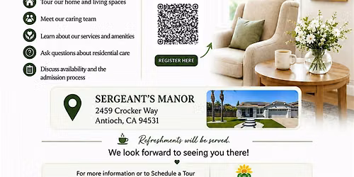 RCFE Open House at Sergeant\u2019s Manor | Tour, Meet & Discover Residential Car