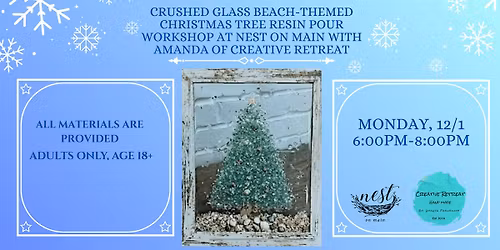 Crushed Glass  Beach-Themed Christmas Tree Resin Pour Workshop w\/Amanda