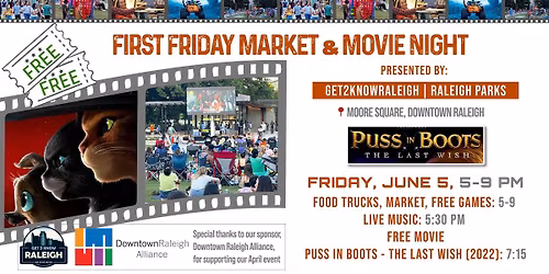 First Friday Market & Movie Night: Puss in Boots - The Last Wish (2022)