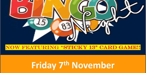 PBC Bingo - Friday 7th November 2025