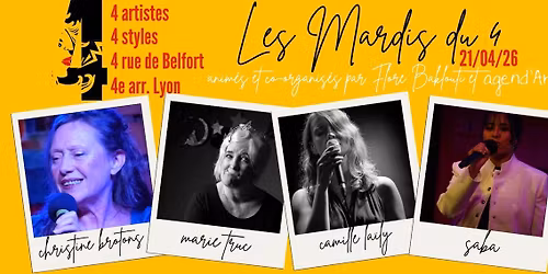 Les Mardis du 4 - 4 artistes \/ 4 styles \u00e0 agend'Arts - Lyon 4