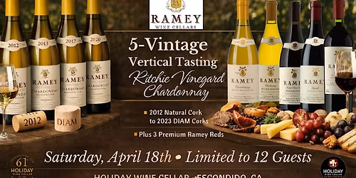 Ramey Wine Cellars: 5-Vintage Vertical Tasting (EXCLUSIVE & LIMITED SEATS)