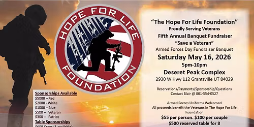 Fifth Annual "The Hope for Life Foundation" Proudly Serving Veterans - Fundraiser Banquet