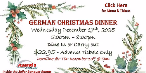 German Christmas Dinner! (Ticket Deadline December 13th @ 5pm)