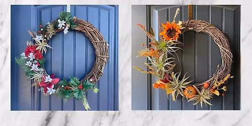Patchwork Fall OR Holiday Air Plant Wreaths Craft Workshop