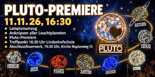 Pluto-Premiere mit Umzug & Feuerwerk
