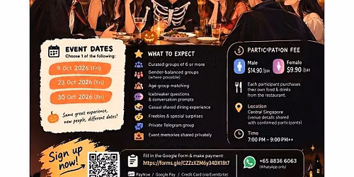 SG Chills Dinner with Strangers \u2013 TGIF Edition on 9 Oct Halloween Special
