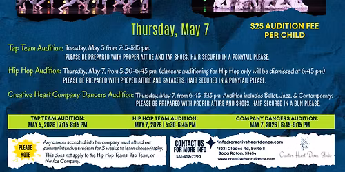 Creative Heart Company Dancers and Hip Hop Teams Auditions