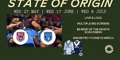 STATE OF ORIGIN GAME 3 | THE DECIDER | Wed 8th July | LIVE & LOUD | Beach Hotel Byron Bay