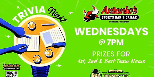 \ud83c\udfa9 Quizmaster Trivia at Antonio's!